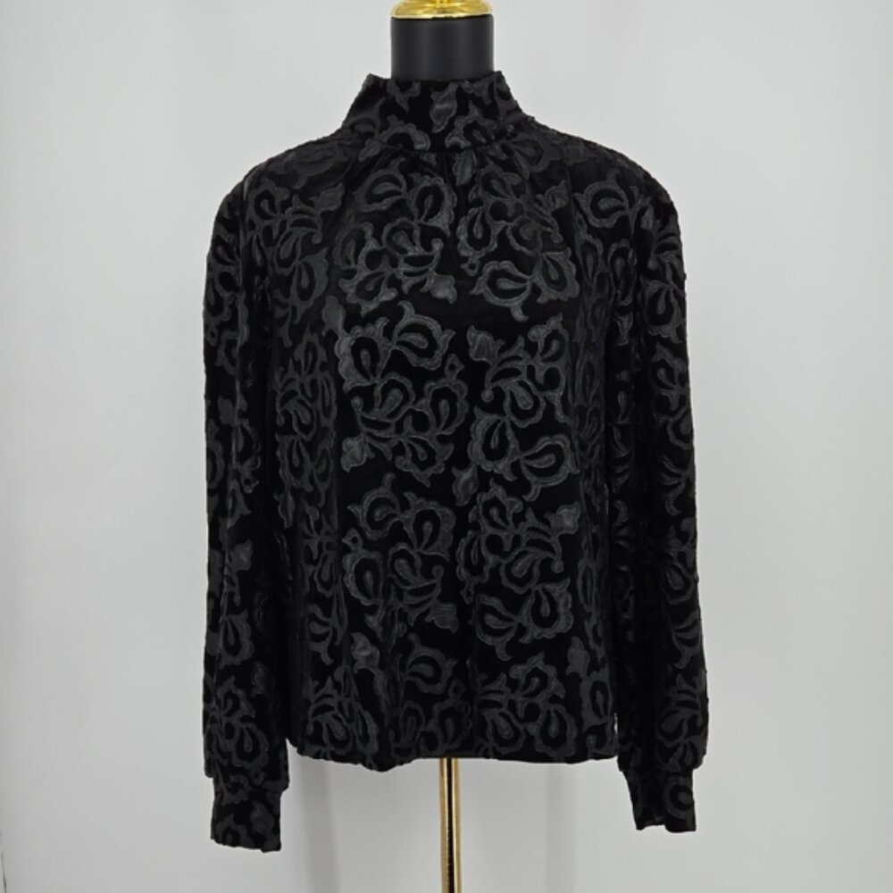 Anthropologie Floral Faux Leather Blouse